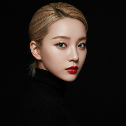 빨간 립스틱을 바른 여성의 초상화
