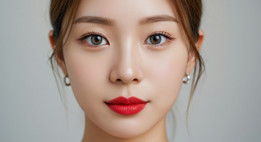 빨간 립스틱을 바른 여성의 초상화