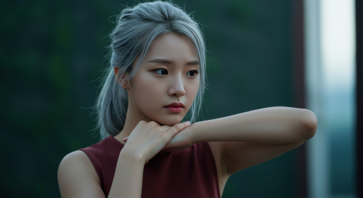 파란 머리의 젊은 여성
