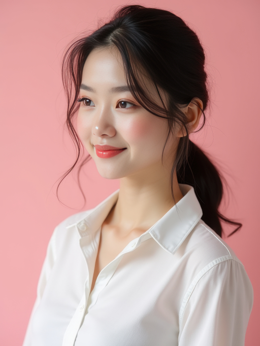 흰색 셔츠를 입은 젊은 여성