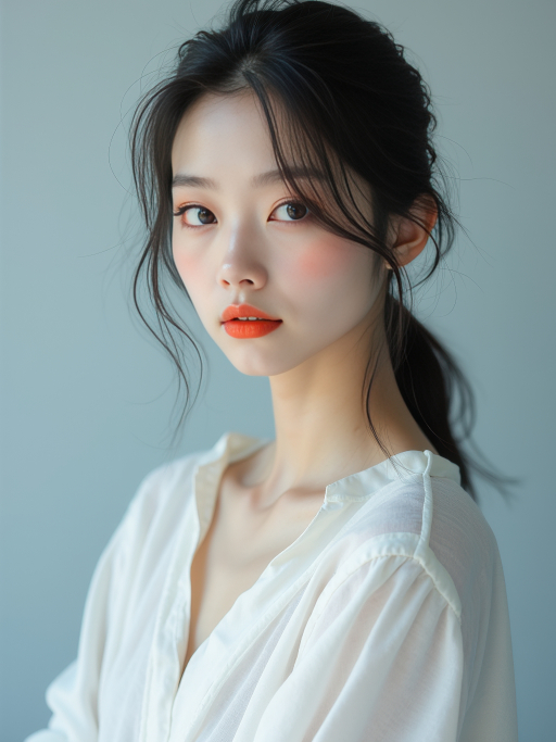 흰색 상의를 입은 젊은 여성