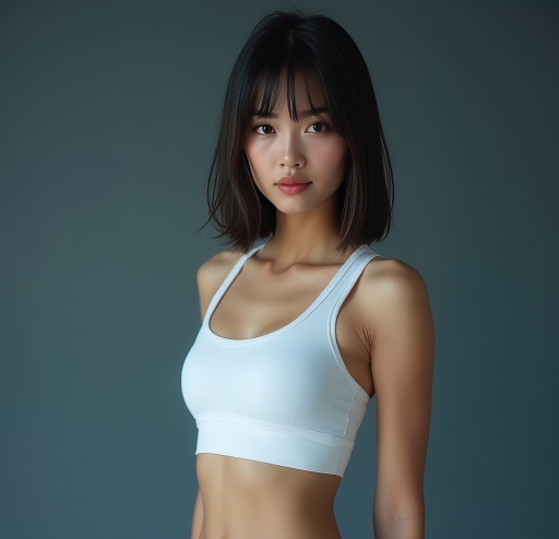 흰색 스포츠 브라를 입은 여성