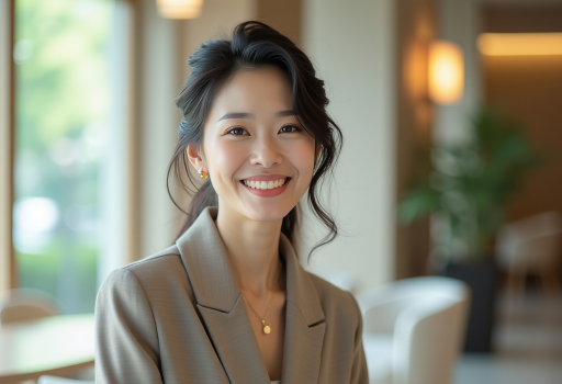 사업복을 입은 젊은 여성