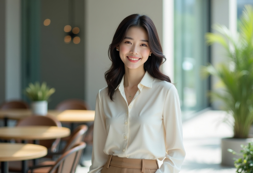 흰색 셔츠를 입은 여성