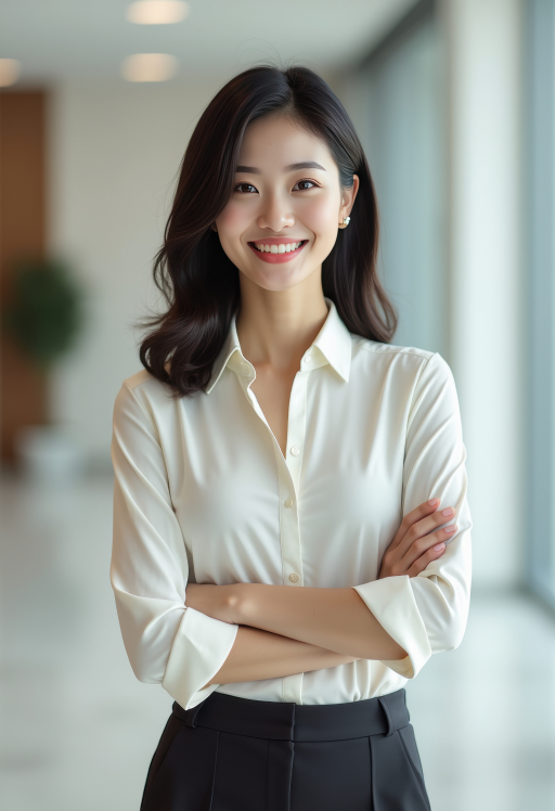 흰색 셔츠를 입은 젊은 여성